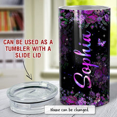 Personalized Butterfly Can Cooler Crystal Drawing Floral Style