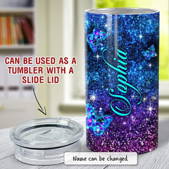 Personalized Butterfly Can Cooler Glitter Drawing For Animal Lover