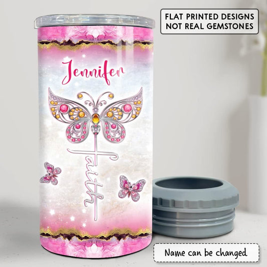 Personalized Butterfly Can Cooler God Is Within Her Jewelry Faith