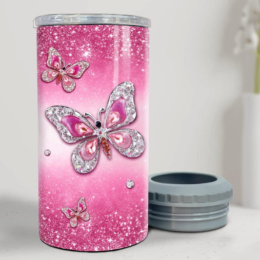 Personalized Butterfly Can Cooler Jewelry Style Drawing For Girl