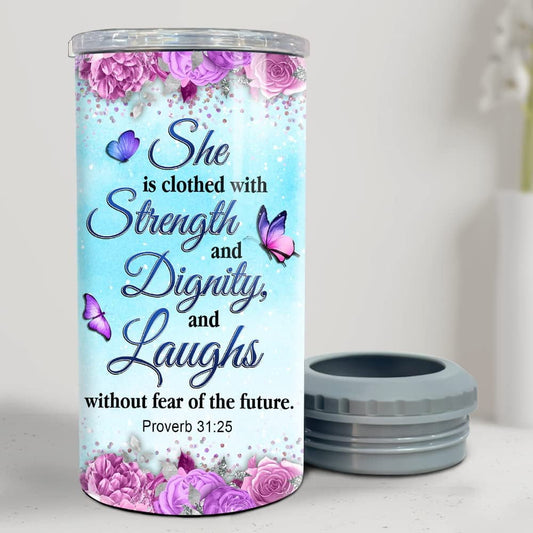 Personalized Butterfly Can Cooler Purple Drawing Roses For Women