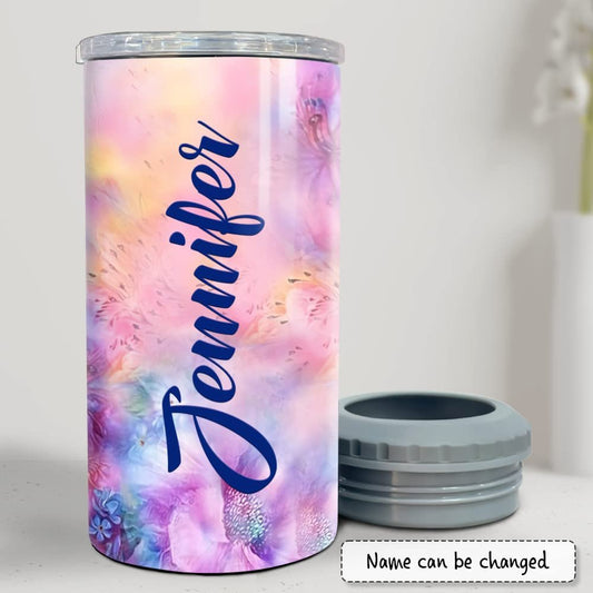 Personalized Butterfly Can Cooler Rainbow Watercolor Style For Mom