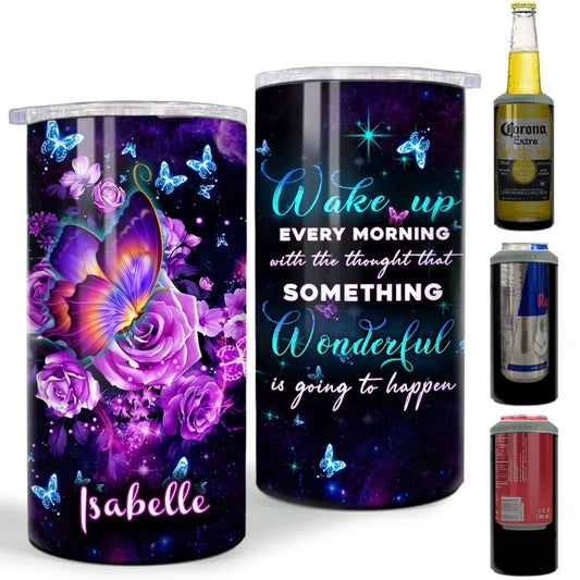 Personalized Butterfly Can Cooler Wonderful Thing Motivational Quote