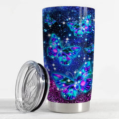Personalized Butterfly Tumbler Crystal Drawing Glitter For Animal Lover