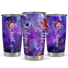 Personalized Butterfly Tumbler Faith Hope Love Inspiration Gift