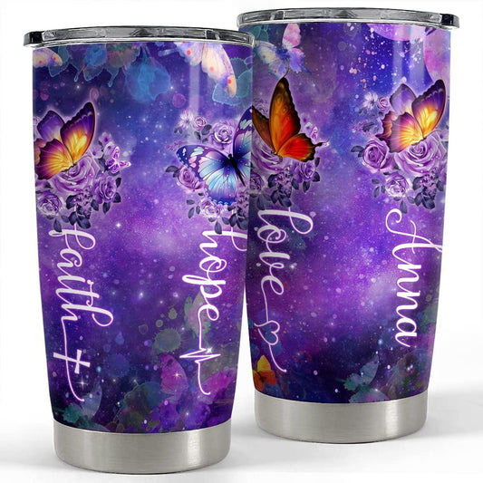 Personalized Butterfly Tumbler Faith Hope Love Inspiration Gift