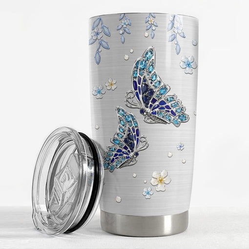 Personalized Butterfly Tumbler Jewelry Drawing For Animal Lover