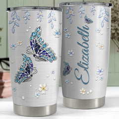 Personalized Butterfly Tumbler Jewelry Drawing For Animal Lover