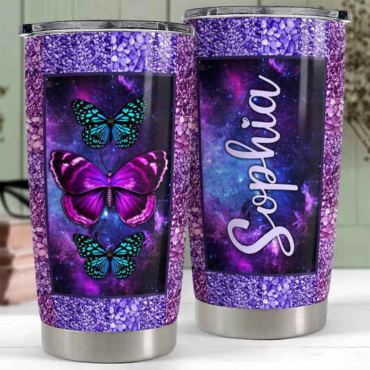 Personalized Butterfly Tumbler Mosaic Style For Animal Lover