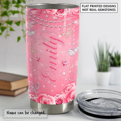Personalized Butterfly Tumbler Pink Glitter Jewelry For Women Girl