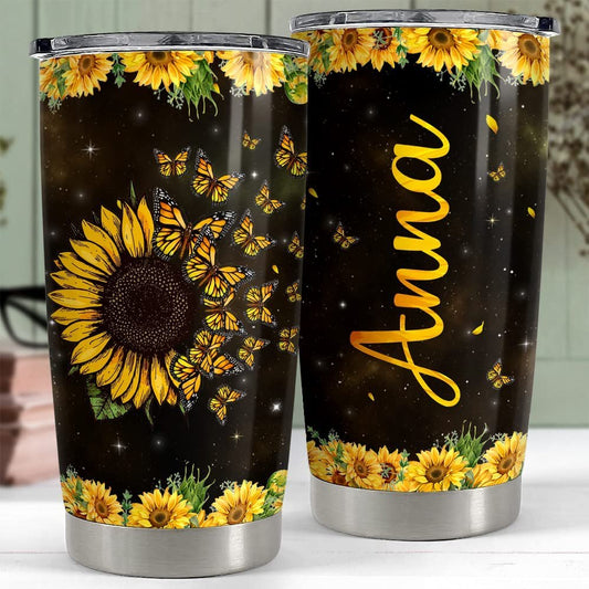 Personalized Butterfly Tumbler Sunflower Gift For Women Girl