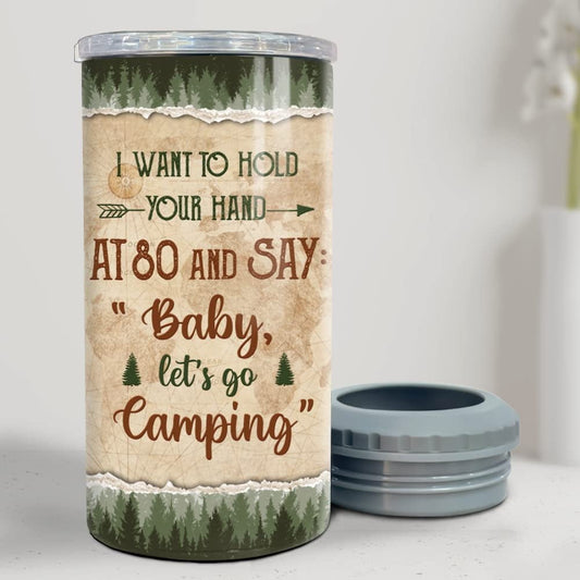 Personalized Camping Couple Can Cooler Gift on Valentine Anniversary
