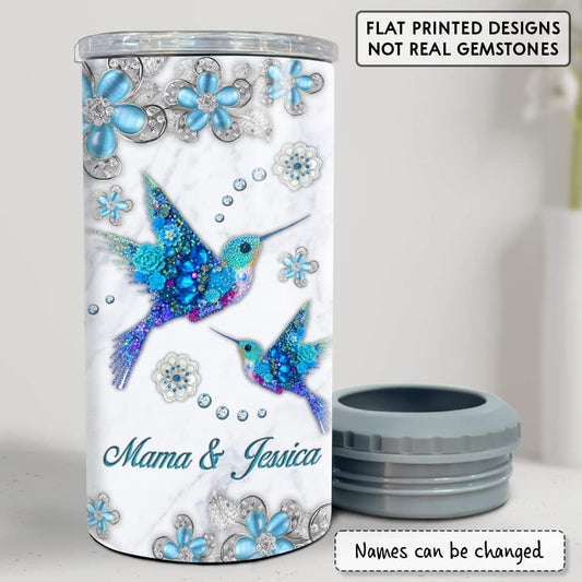 Personalized Can Cooler Hummingbird Mother Daughter Forever Linked
