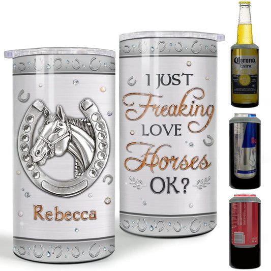 Personalized Can Cooler I Just Freaking Love Horse Jewelry Style
