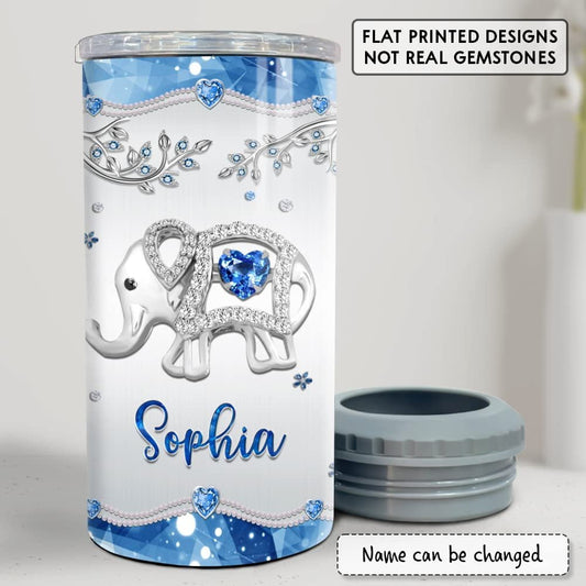 Personalized Can Cooler Just A Girl Who Loves Elephants Jewelry Style