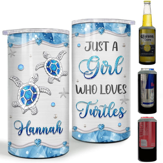 Personalized Can Cooler Just A Girl Who Loves Sea Turtles Jewelry Style