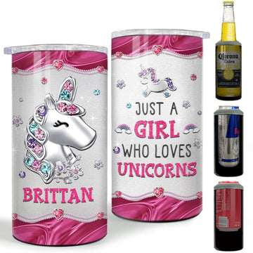 Personalized Can Cooler Just A Girl Who Loves Unicorns For Unicorn Lover