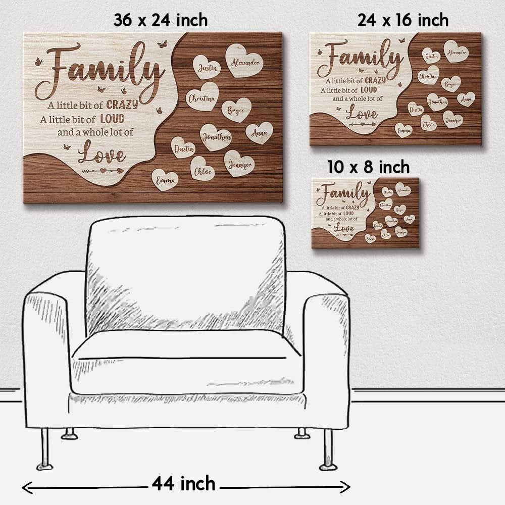 Sandjest • Personalized Canvas Family Member Name With Heart