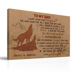 Personalized Canvas From Daughter To Dad Wolf Art