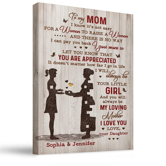 Personalized Canvas From Daughter To Mom Wood Art Best Gift