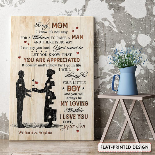 Personalized Canvas From Son I Love You Mom Vintage Style
