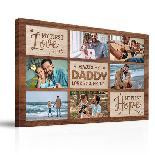 Personalized Canvas Photo Dad And Children My First Love Hero
