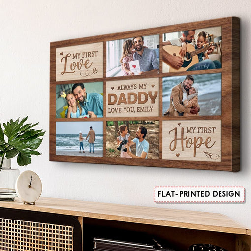 Personalized Canvas Photo Dad And Children My First Love Hero