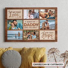 Personalized Canvas Photo Dad And Children My First Love Hero