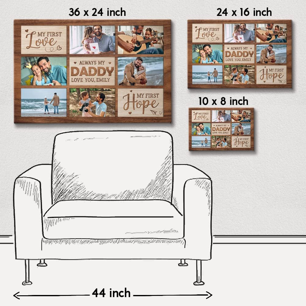Personalized Canvas Photo Dad And Children My First Love Hero
