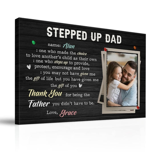 Personalized Canvas Photo Dad Thank You Gift For Step Father
