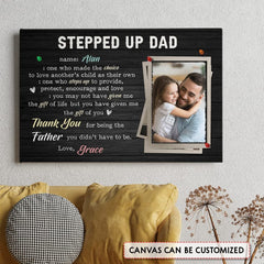 Personalized Canvas Photo Dad Thank You Gift For Step Father