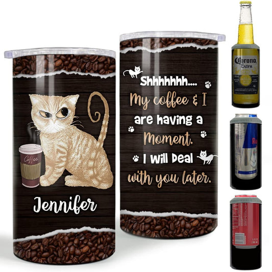 Personalized Cat Can Cooler For Cats And Coffee Lovers Funny Gift