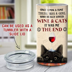 Personalized Cat Can Cooler Funny Black Cat And Wine Lover For Girl
