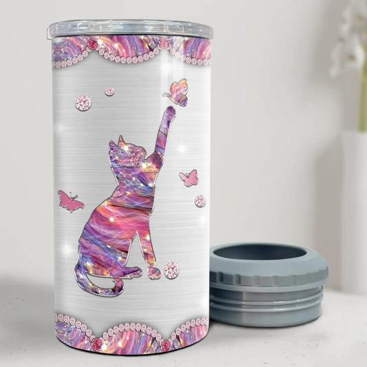 Personalized Cat Can Cooler Jewelry Drawing Metallic For Cat Lover
