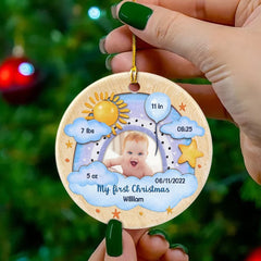 Personalized Ceramic Baby Boy Ornament Rainbow