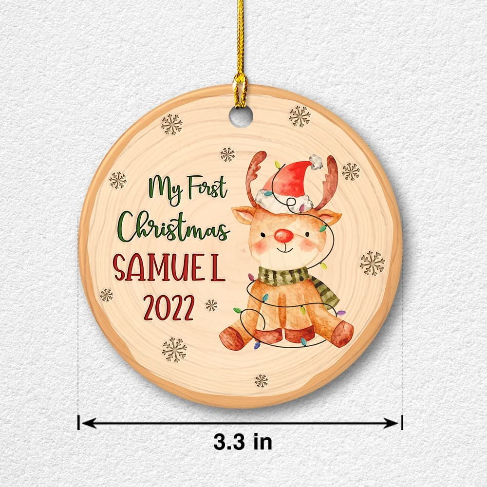 Personalized Ceramic Baby First Christmas Ornament Reindeer