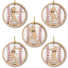 Personalized Ceramic Baseball Ornament & Number