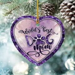 Personalized Ceramic Best Dog Mom Ornament