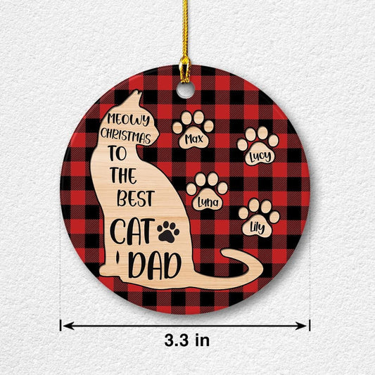 Personalized Ceramic Cat Dad Ornament For Cat Lovers