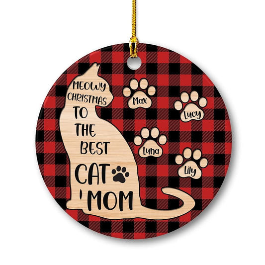 Personalized Ceramic Cat Mom Ornament For Cat Lovers