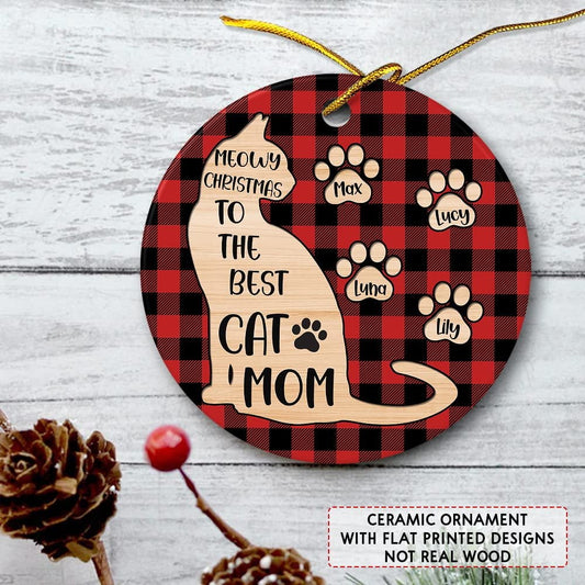 Personalized Ceramic Cat Mom Ornament For Cat Lovers