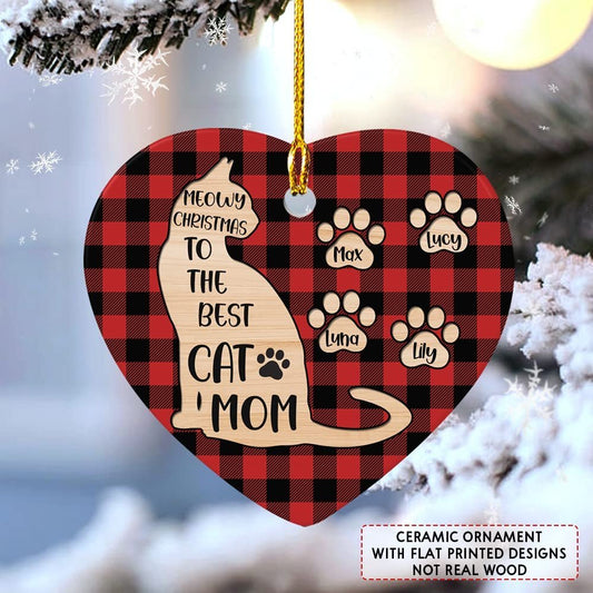 Personalized Ceramic Cat Mom Ornament Gift For Cat Lovers