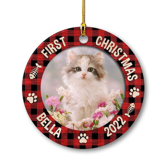 Personalized Ceramic Cat Ornament First Christmas