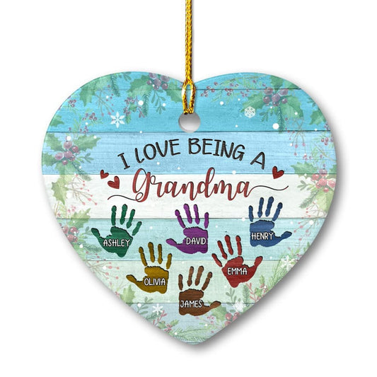 Personalized Ceramic Christmas Ornament I Love Being A Grandma