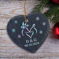 Personalized Ceramic Couple Deer Ornament Hologram