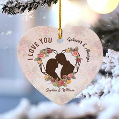 Personalized Ceramic Couple Ornament First Kiss