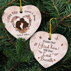 Personalized Ceramic Couple Ornament First Kiss