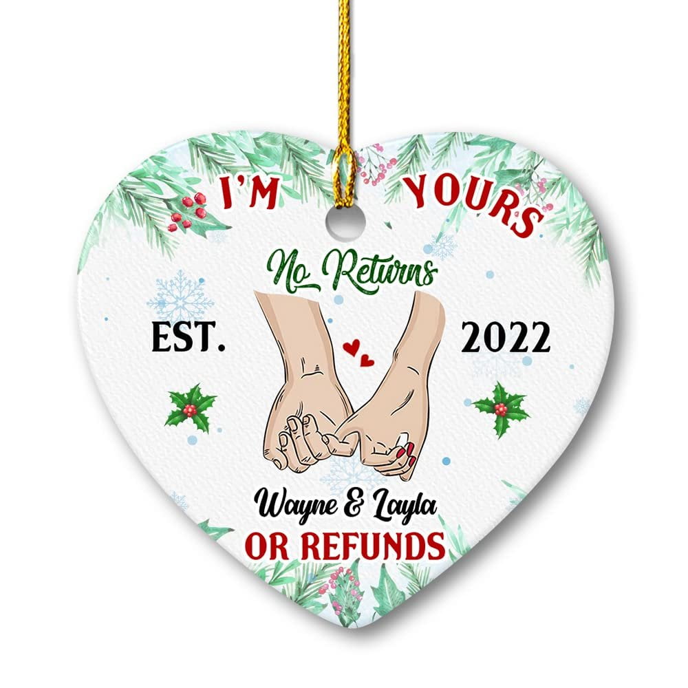 Personalized Ceramic Couple Ornament I'm Yours No Returns