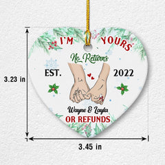 Personalized Ceramic Couple Ornament I'm Yours No Returns