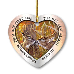 Personalized Ceramic Deer Ornament Christmas Couple Gift